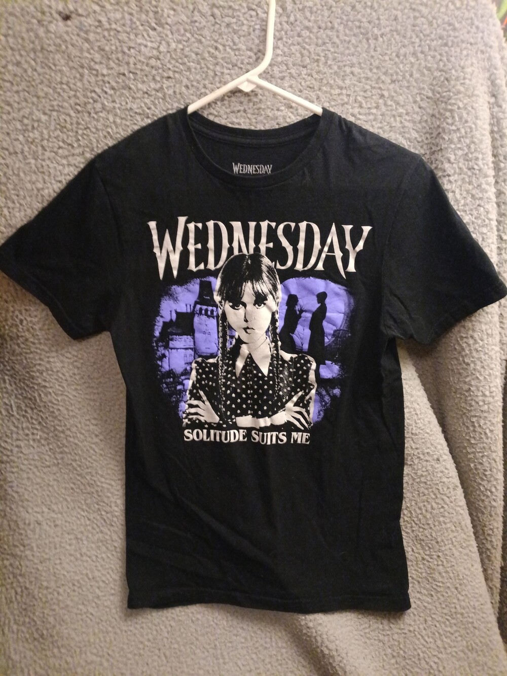 Wednesday Solitude Suits Me Black Short Sleeve T-Shirt 3507